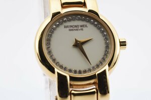 美品 箱付き 石付き レイモンドウィル 3740-1 ラウンド ゴールド クォーツ レディース 腕時計 RAYMOND WEIL