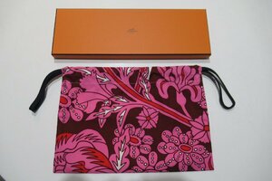 【未使用】 エルメス HERMES 巾着ポーチ 布袋 ピンク系 フラット巾着 小物入れ 巾着袋 BOX付 BRB・バッグ・財布