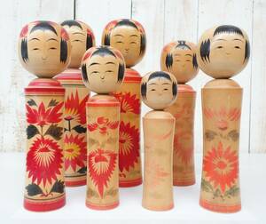 伝統工芸＊伝統こけし　NARUKO KOKESHI＊鳴子系　キナキナ　おまとめ七点＊菅原くにみ＊高橋輝行＊佐藤今朝吉＊秋山忠市＊早坂彰康＊後藤皓