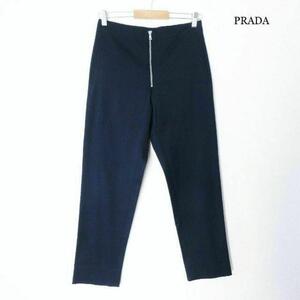 美品 PRADA プラダ サイズ44 ジップ ストレッチ スリム テーパード パンツ スラックス 紺 ネイビー