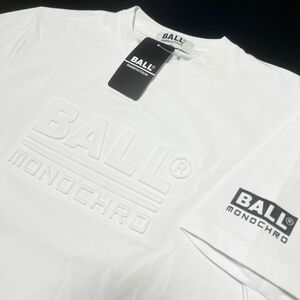 ●送料390円可能商品 ボール BALL 新品 メンズ イタリア発人気ブランド エンボス加工 半袖 Tシャツ 白[54130-01-M]一 三 壱★QWER