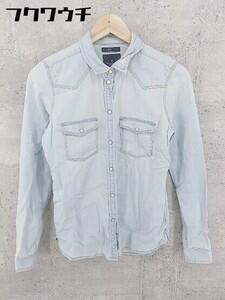 ◇ AMERICAN EAGLE OUTFITTERS ダメージ加工 長袖 デニム ウエスタン シャツ サイズXS インディゴ レディース