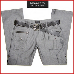 即決★BURBERRY BLACK LABEL★メンズW76≒81cm カーゴパンツ バーバリーブラックレーベル 廃盤 グレー チェック柄 ナイト刺繍 三陽商会