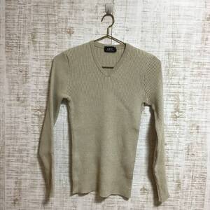 A489◇A.P.C. ｜アーペーセー　Vネックセーター　ベージュ　サイズ不明　