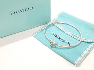 Tiffany & Co ティファニー シルバー925×750（K18）ラブノット バングル/重量約6.9g/保存袋 箱付き/ブレスレット/18金/02SH012203