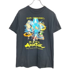 AVATAR 半袖 プリント Tシャツ Mサイズ アバター伝説の少年アン キャラクターTシャツ ブラック コットン 古着卸 アメリカ仕入 t2407-4323