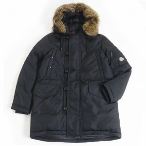 美品□21-22AW MONCLER/モンクレール AJA GIUBBOTTO エコファー フーデッド WZIP ダウンジャケット コート ブラック 2 国内正規品 メンズ