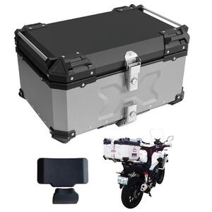 リアボックス バイク リアボックス 65l 背もたれ バイクリアボックス大型 アルミ製 防水 トップケース 65l 銀 2352