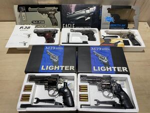 ☆ ガスライター　ピストル型ライター　5点セット　ワルサーP38　DESERT EAGLE 50AE　M19 コンバット マグナム　ベレッタ92F 