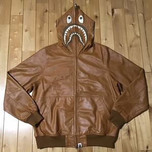 ★青山限定★ シープスキン レザー シャーク パーカー Lサイズ a bathing ape BAPE leather shark full zip hoodie エイプ ベイプ NIGO 441