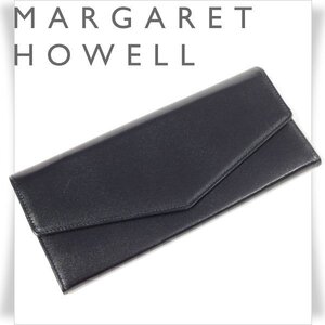 新品1円～★MARGARET HOWELL idea マーガレット ハウエル アイデア 牛革レザー 二つ折り長財布 ロングウォレット かぶせ 本物◆S1044◆