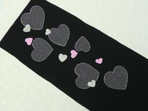 まゆの四季/新品/振袖訪問着小紋/刺繍半衿ハート黒-2　　