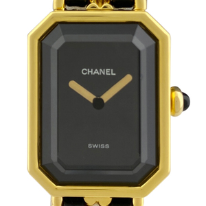 シャネル CHANEL プルミエール Lサイズ H0001 腕時計 SS レザー クォーツ ブラック レディース 【中古】