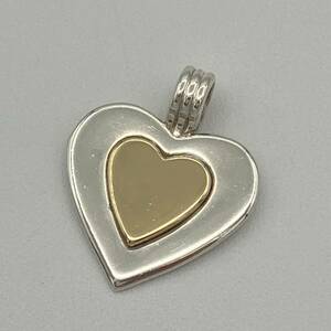 ☆ 1円 希少品 ティファニー ハート コンビ トップ ネックレス ペンダント STERLING×18KT シルバー 925 ゴールド K18 750 ビンテージ