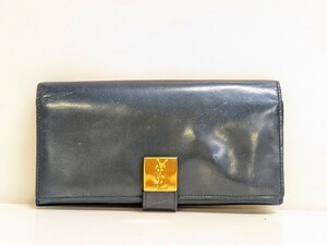 R632-N41-1365◎ YVES SAINT LAURENT イヴサンローラン YSL 長財布 ネイビー ファッション小物 現状品3◎