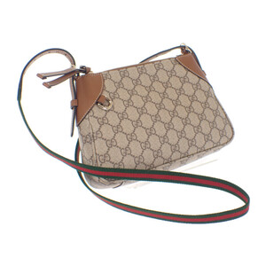 【中古】グッチ GUCCI GGエンブレム スモール ショルダーバッグ 815218FAEAA9762 2WAY レザー PU ベージュ＆ダークブラウン【Aランク】