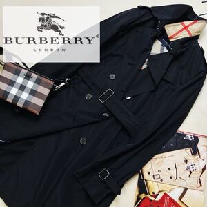 b7 美品【上品の最高級】参考価格15万●BURBERRY LONDON●定番のアップデート〜高級トレンチコート バーバリーコート レディース L