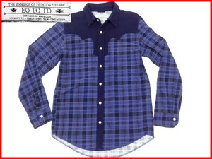 即決★14AW★EOTOTO エオトト WESTERN NEL SHIRTS ネル シャツ サイズM ウエスタン ネイビー チェック