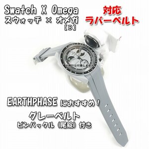 Swatch×OMEGA スウォッチ×オメガ EARTHPHASE対応ラバーベルトB 尾錠付き グレー.