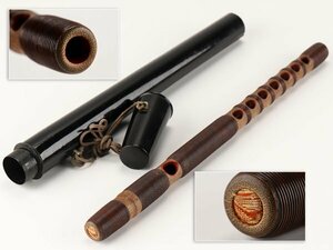 【流】時代和楽器 雅楽 竹造龍笛 笛筒付 TT324