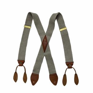 【 NIGEL CABOURN 】 美品 US ARMY リネン レザー サスペンダー アーミー ナイジェルケーボン アイボリー