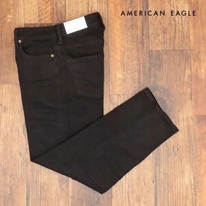 AMERICAN EAGLE/30インチ/ストレート デニムパンツ 1114-6638 伸縮性 無地 ウォッシュ シンプル 定番 新品/黒/ブラック/ih326/