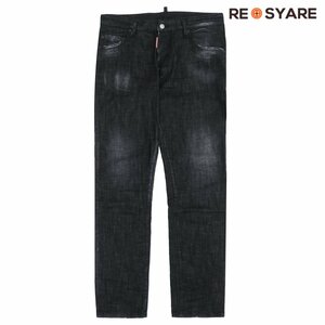 美品 ディースクエアード 2023SS S74LB1228 SKATER JEANS スケーター ユーズドウォッシュ ダメージ加工 ボタンフライ デニム パンツ 46712