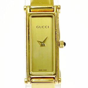 【1円スタート】【保存袋付き】GUCCI グッチ 1500L GP ゴールド文字盤 クオーツ レディース腕時計 345045