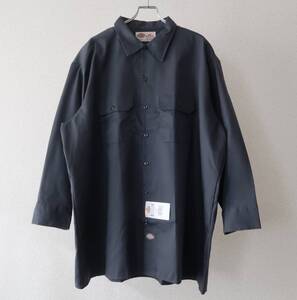 コート的なサイズ感 OLD Dickies 65/35チャコールグレーツイルクロス ビッグワークシャツ 表記19ハーフ 32/33 ニカラグア製/ビンテージ