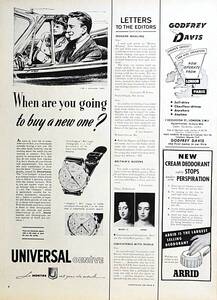 稀少・時計広告！1952年ユニバーサル 時計広告/Universal Geneve Watch/Swiss/ドライブ/W