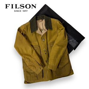 【美品】FILSON フィルソン オイルド コットン ウール襟 フィールド ハンティング ジャケット XSサイズ アメリカ製 ガーメントバッグ付