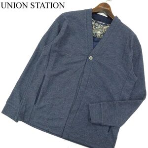 22SS★ UNION STATION ユニオンステーション メンズビギ 通年 メランジ★ 1B ダブル フェイス カーディガン Sz.M　メンズ　A4T00239_1#O