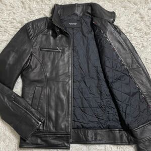 【バーバリーブラックレーベル BURBERRY BLACKLABEL】ライダースジャケット ノバチェック ホースロゴ ラムレザー 中綿 キルティング