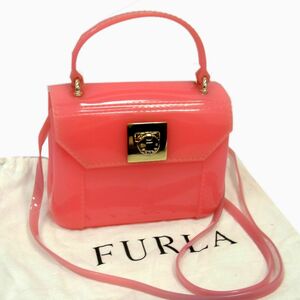 美品 定価31,800円◇FURLA 2WAY キャンディバッグ ミニ ショルダーバッグ 斜めがけバッグ ポシェット ピンク 保存袋付き レディース