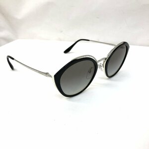 中古 PRADA プラダ サングラス SPR18U ブラック シルバー ホワイト ロゴ グレーレンズ 53□24 イタリア製 メガネ RLV0867M