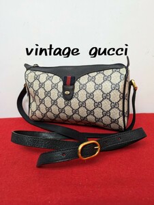 美品 極上！Gucci シェリーライン ショルダーバッグ ネイビーオールドグッチ