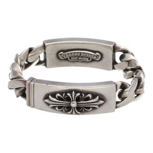 【中古】 CHROME HEARTS クロムハーツ ダブルIDブレスレット フローラルクロス フローラルクロスハート メンズ 24008271 AO