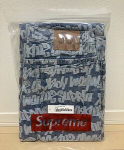 新品 Supreme Fat Tip Jacquard Regular Jean Blue 32 ジャガード 22ss デニム BOX ボックス North face パーカー ワコマリア WTAPS