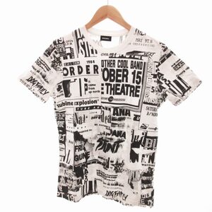 ディーゼル DIESEL 美品 Tシャツ カットソー ロゴ 総柄 半袖 XS 白 ホワイト /HO● 0104 ■GY01 メンズ