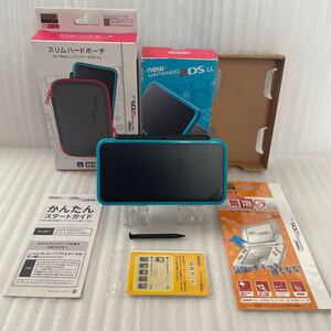 動作確認済☆ 任天堂 Newニンテンドー2DSLL ブラック×ターコイズ 本体 New Nintendo 2DS LL 新品ケース付