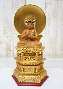 伝統工芸　仏教美術　大型高級仏具 ＊大日如来坐像　仏像　佛像　Mahvairocana　摩訶毘盧遮那如来天然木　精密彫　白毫入　金泥仕上　金塗
