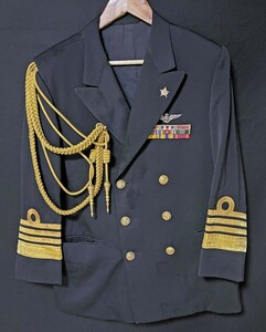 ◆海軍 制服 軍服 上着 秋冬 ダブルジャケット 大佐 袖章 徽章 参謀飾緒 飾り紐 航海士 ミリタリー　検索:戦前 旧日本軍 当時物