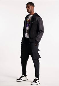 DSQUARED2 トラックパンツ ジョガー リブ カーゴ ブラック サイズ42