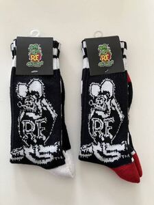 ☆RATFINK(ラットフィンク )ボーダーソックス/25-28cm/2足セット/靴下 /MOONEYES(ムーンアイズ)