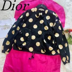 【美品】Christian Dior ドット柄ジャケット ブラック M 襟