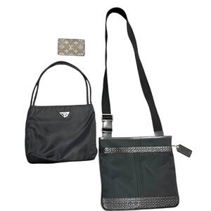 ■中古品■雑貨3点まとめ プラダ PRADA コーチ coach バッグ×2点 ルイヴィトン カードケース×1点 本体のみ ZE2711Z