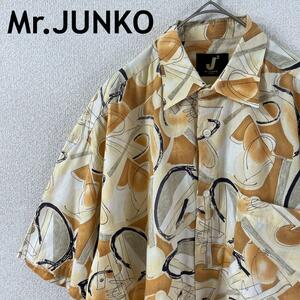 J1 Mr.JUNKO 総柄シャツ　半袖　ユーロデザイン　大きめMメンズ