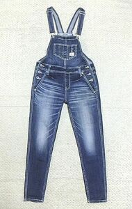 新品同様:RODEO CROWNS(ロデオクラウンズ).サロペット ストレッチ デニム S(EXPECT DENIM/SLIM/オーバーオール/W80H90股下65/moussy sly))