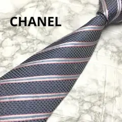 CHANEL シャネル ネクタイ　ストライプ　ココマーク