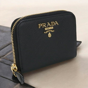 中古 プラダ 小銭入れ レディース ブランド PRADA サフィアーノレザー コインケース レザー ブラック 財布